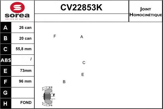 EAI CV22853K - Шарнирный комплект, ШРУС, приводной вал autosila-amz.com