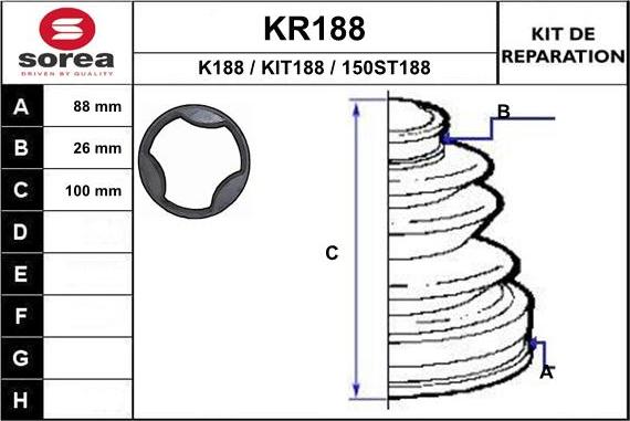 EAI KR188 - Пыльник, приводной вал autosila-amz.com