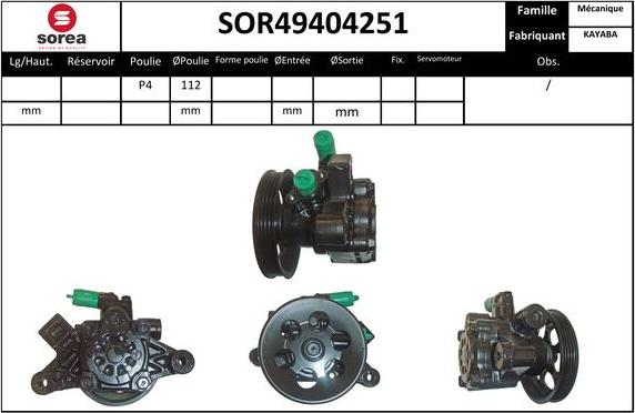 EAI SOR49404251 - Гидравлический насос, рулевое управление, ГУР autosila-amz.com