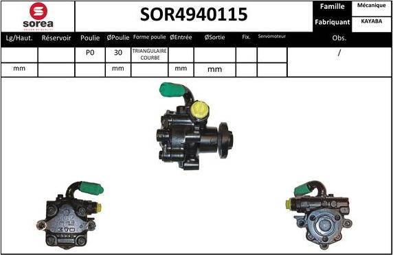 EAI SOR4940115 - Гидравлический насос, рулевое управление, ГУР autosila-amz.com