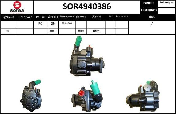 EAI SOR4940386 - Гидравлический насос, рулевое управление, ГУР autosila-amz.com