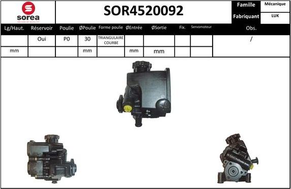 EAI SOR4520092 - Гидравлический насос, рулевое управление, ГУР autosila-amz.com