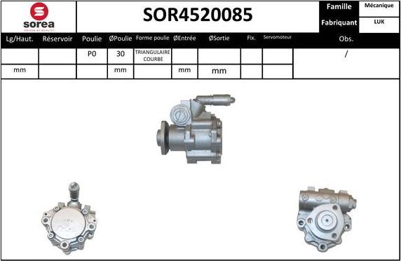 EAI SOR4520085 - Гидравлический насос, рулевое управление, ГУР autosila-amz.com
