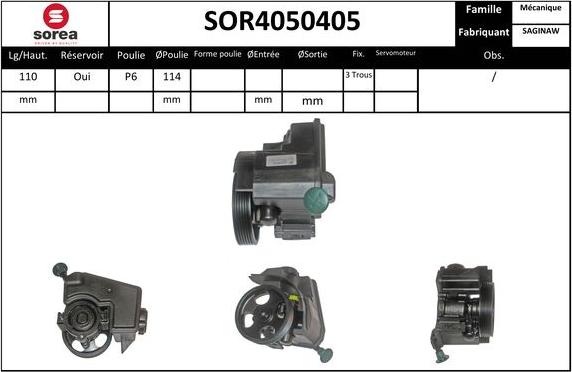 EAI SOR4050405 - Гидравлический насос, рулевое управление, ГУР autosila-amz.com
