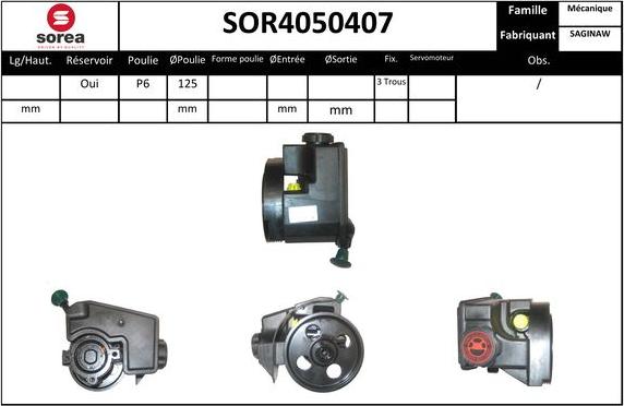 EAI SOR4050407 - Гидравлический насос, рулевое управление, ГУР autosila-amz.com