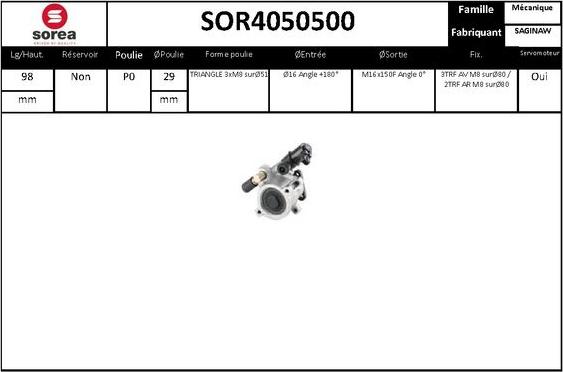 EAI SOR4050500 - Гидравлический насос, рулевое управление, ГУР autosila-amz.com