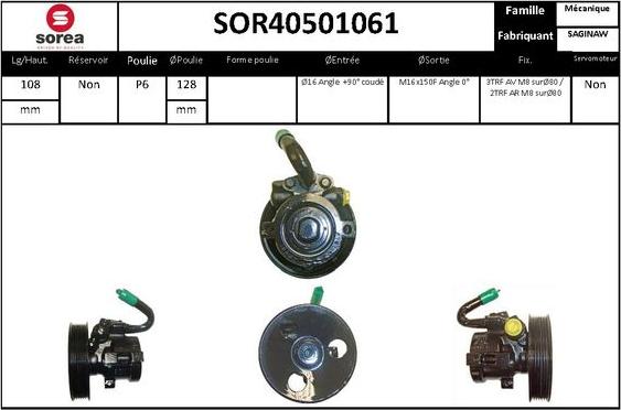EAI SOR40501061 - Гидравлический насос, рулевое управление, ГУР autosila-amz.com
