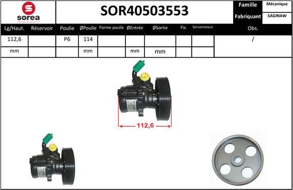 EAI SOR40503553 - Гидравлический насос, рулевое управление, ГУР autosila-amz.com