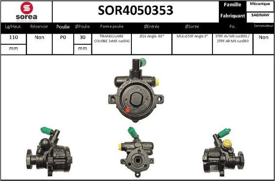EAI SOR4050353 - Гидравлический насос, рулевое управление, ГУР autosila-amz.com