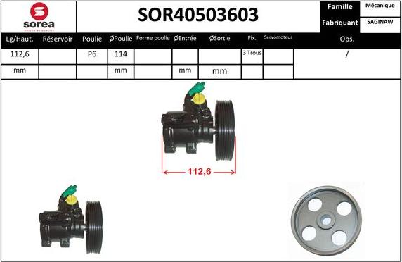 EAI SOR40503603 - Гидравлический насос, рулевое управление, ГУР autosila-amz.com