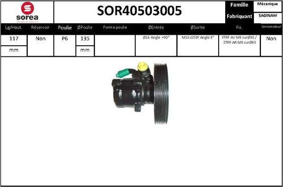 EAI SOR40503005 - Гидравлический насос, рулевое управление, ГУР autosila-amz.com