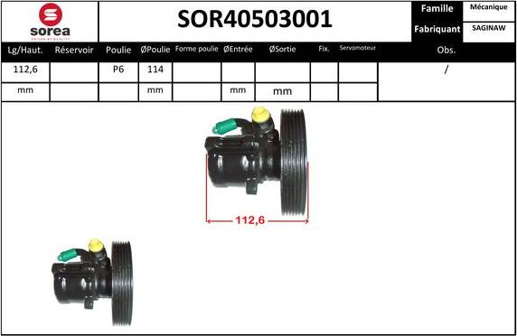 EAI SOR40503001 - Гидравлический насос, рулевое управление, ГУР autosila-amz.com
