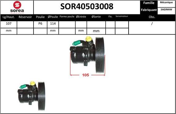 EAI SOR40503008 - Гидравлический насос, рулевое управление, ГУР autosila-amz.com