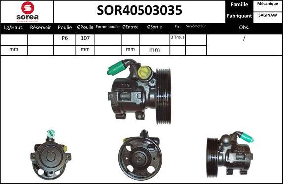 EAI SOR40503035 - Гидравлический насос, рулевое управление, ГУР autosila-amz.com