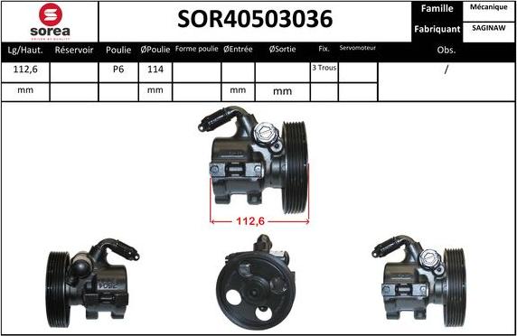 EAI SOR40503036 - Гидравлический насос, рулевое управление, ГУР autosila-amz.com