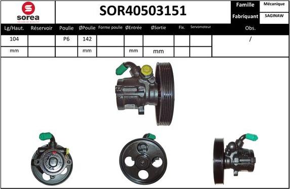 EAI SOR40503151 - Гидравлический насос, рулевое управление, ГУР autosila-amz.com
