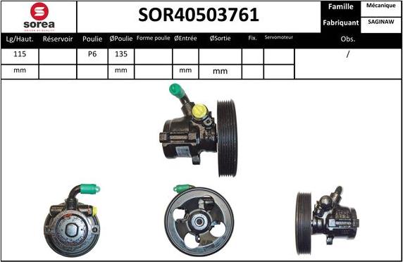 EAI SOR40503761 - Гидравлический насос, рулевое управление, ГУР autosila-amz.com