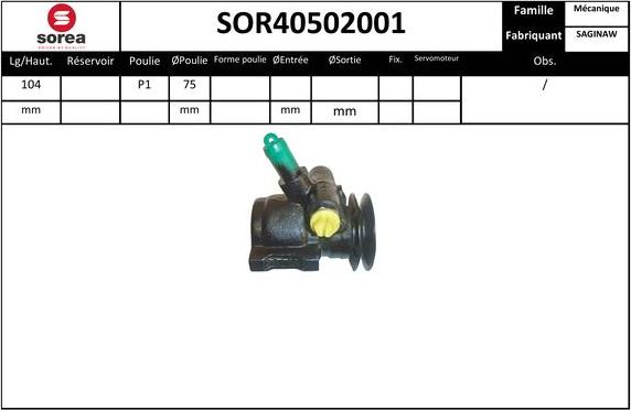 EAI SOR40502001 - Гидравлический насос, рулевое управление, ГУР autosila-amz.com