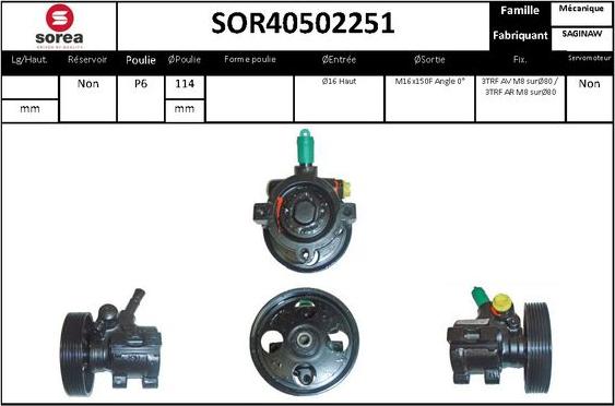 EAI SOR40502251 - Гидравлический насос, рулевое управление, ГУР autosila-amz.com