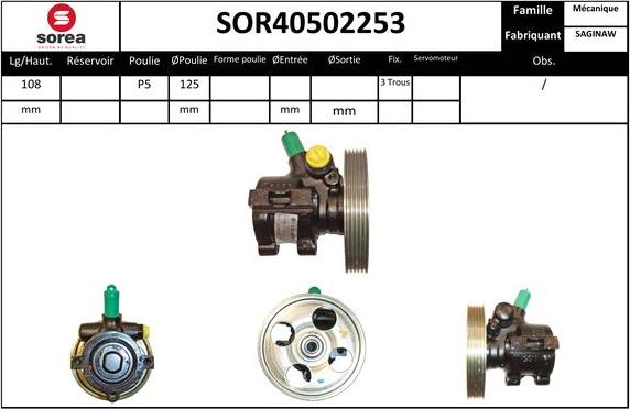 EAI SOR40502253 - Гидравлический насос, рулевое управление, ГУР autosila-amz.com