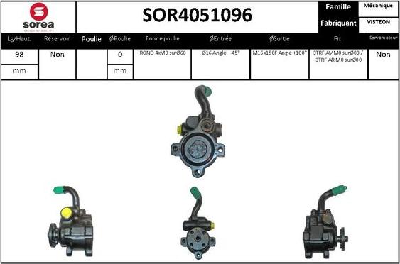 EAI SOR4051096 - Гидравлический насос, рулевое управление, ГУР autosila-amz.com