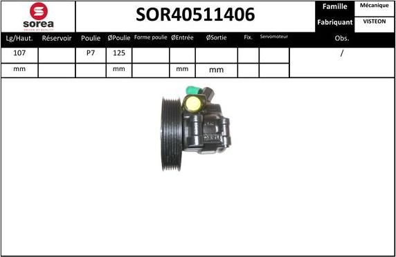 EAI SOR40511406 - Гидравлический насос, рулевое управление, ГУР autosila-amz.com