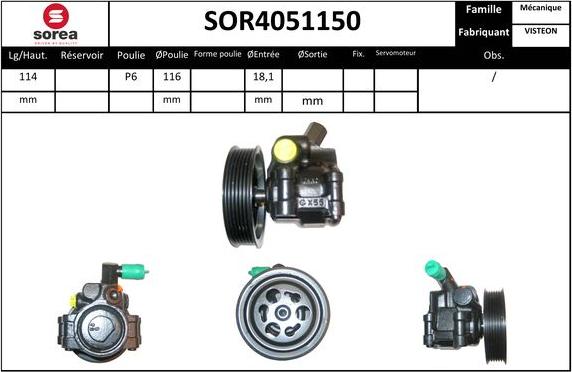 EAI SOR4051150 - Гидравлический насос, рулевое управление, ГУР autosila-amz.com