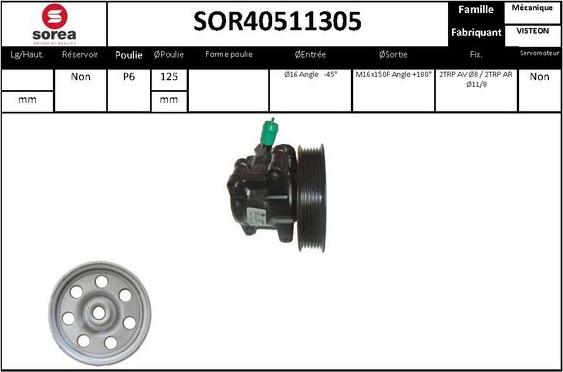 EAI SOR40511305 - Гидравлический насос, рулевое управление, ГУР autosila-amz.com