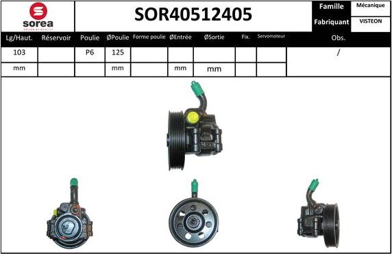 EAI SOR40512405 - Гидравлический насос, рулевое управление, ГУР autosila-amz.com