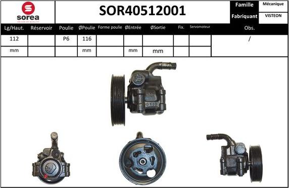 EAI SOR40512001 - Гидравлический насос, рулевое управление, ГУР autosila-amz.com