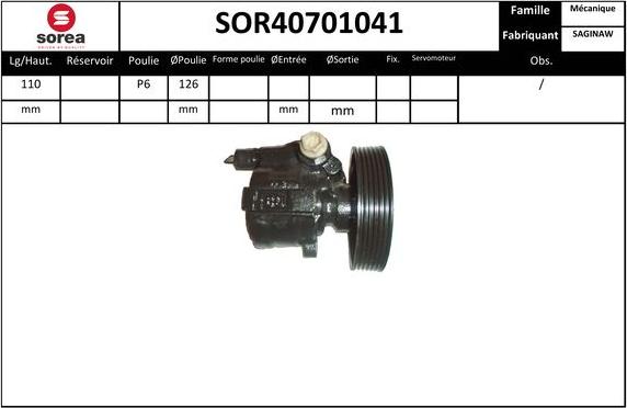 EAI SOR40701041 - Гидравлический насос, рулевое управление, ГУР autosila-amz.com