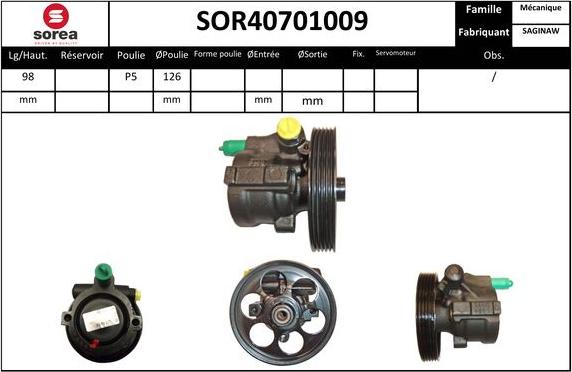 EAI SOR40701009 - Гидравлический насос, рулевое управление, ГУР autosila-amz.com