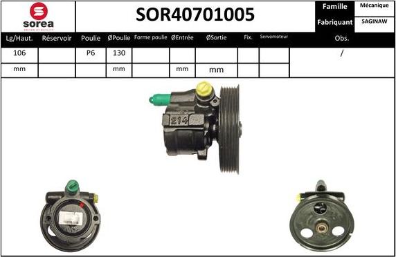 EAI SOR40701005 - Гидравлический насос, рулевое управление, ГУР autosila-amz.com