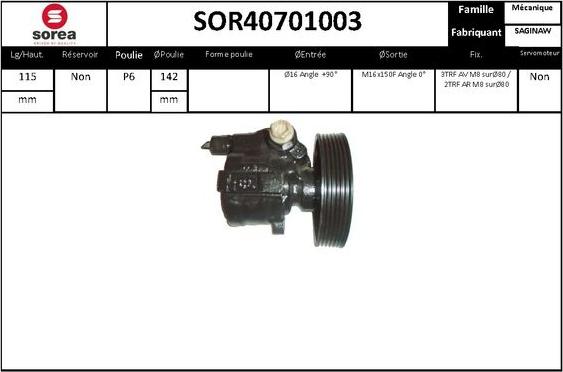 EAI SOR40701003 - Гидравлический насос, рулевое управление, ГУР autosila-amz.com