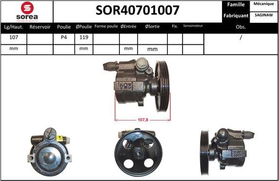 EAI SOR40701007 - Гидравлический насос, рулевое управление, ГУР autosila-amz.com