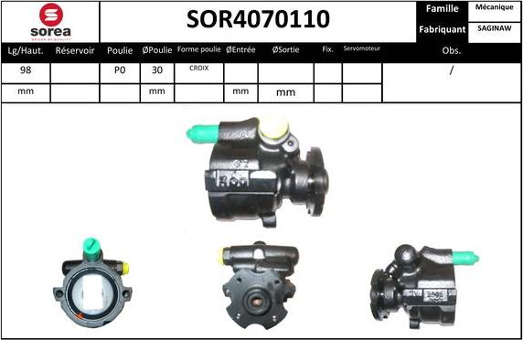 EAI SOR4070110 - Гидравлический насос, рулевое управление, ГУР autosila-amz.com