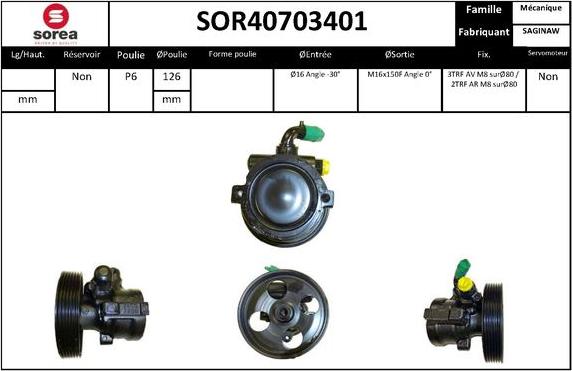 EAI SOR40703401 - Гидравлический насос, рулевое управление, ГУР autosila-amz.com