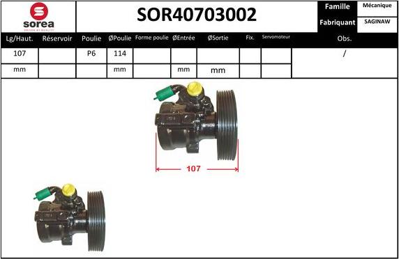 EAI SOR40703002 - Гидравлический насос, рулевое управление, ГУР autosila-amz.com