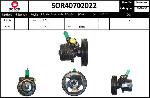 EAI SOR40702022 - Гидравлический насос, рулевое управление, ГУР autosila-amz.com