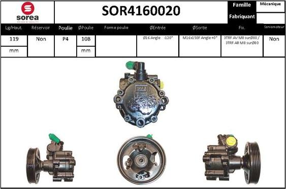 EAI SOR4160020 - Гидравлический насос, рулевое управление, ГУР autosila-amz.com