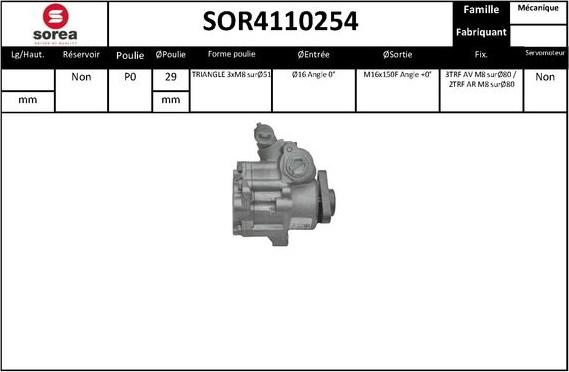 EAI SOR4110254 - Гидравлический насос, рулевое управление, ГУР autosila-amz.com