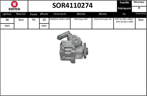 EAI SOR4110274 - Гидравлический насос, рулевое управление, ГУР autosila-amz.com