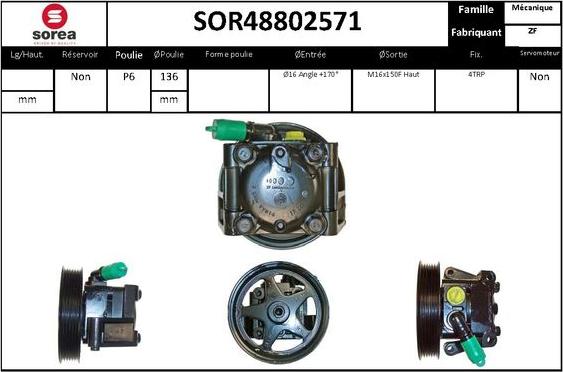 EAI SOR48802571 - Гидравлический насос, рулевое управление, ГУР autosila-amz.com