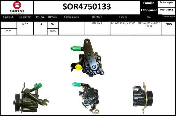 EAI SOR4750133 - Гидравлический насос, рулевое управление, ГУР autosila-amz.com