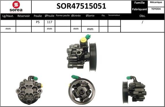 EAI SOR47515051 - Гидравлический насос, рулевое управление, ГУР autosila-amz.com