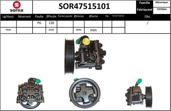 EAI SOR47515101 - Гидравлический насос, рулевое управление, ГУР autosila-amz.com