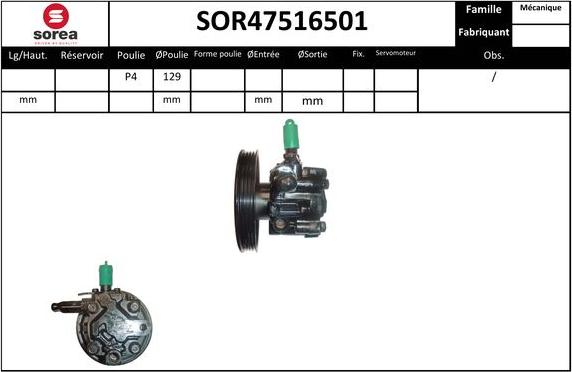 EAI SOR47516501 - Гидравлический насос, рулевое управление, ГУР autosila-amz.com