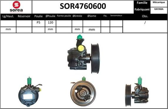 EAI SOR4760600 - Гидравлический насос, рулевое управление, ГУР autosila-amz.com