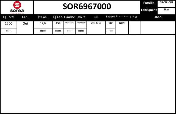 EAI SOR6967000 - Рулевой механизм, рейка autosila-amz.com