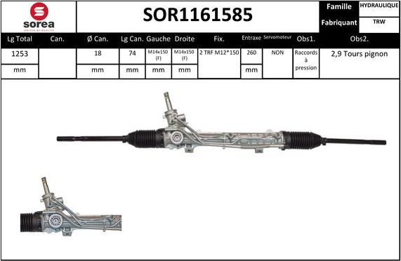 EAI SOR1161585 - Рулевой механизм, рейка autosila-amz.com